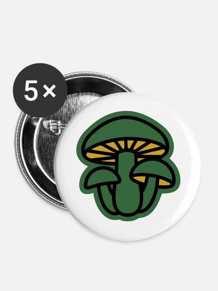 Wald Pilze Natur Icon - Buttons mittel 32 mm (5er Pack) - Weiß