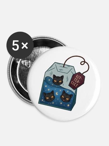 Katzentee Kult Box - Buttons mittel 32 mm (5er Pack) - Weiß