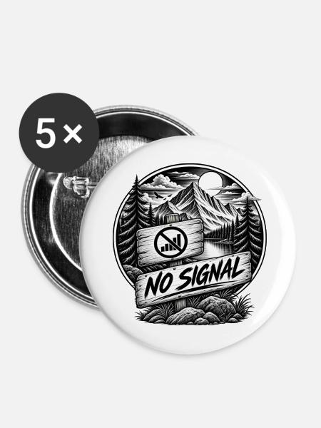 Kein Signal in der Wildnis - Buttons mittel 32 mm (5er Pack) - Weiß