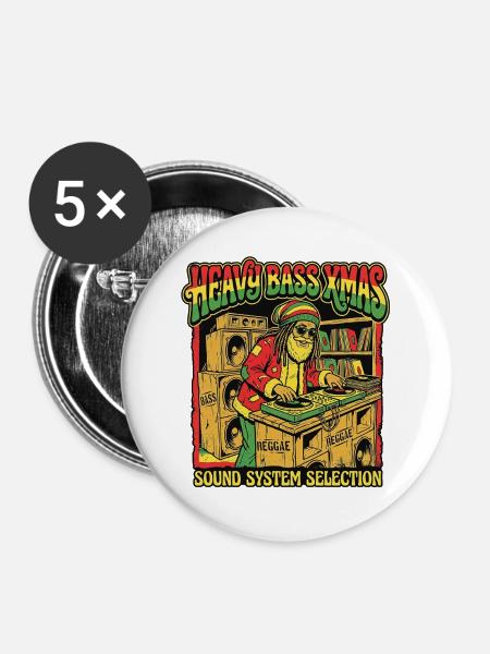Christmas Soundsystem Dub Reggae - Buttons mittel 32 mm (5er Pack) - Weiß