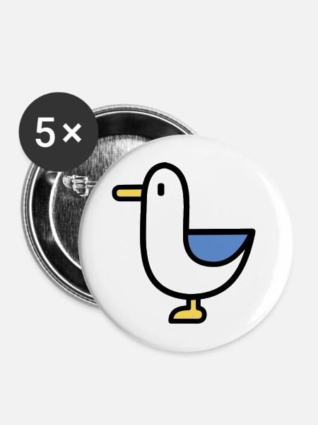 Möwe Piktogramm - Buttons mittel 32 mm (5er Pack) - Weiß