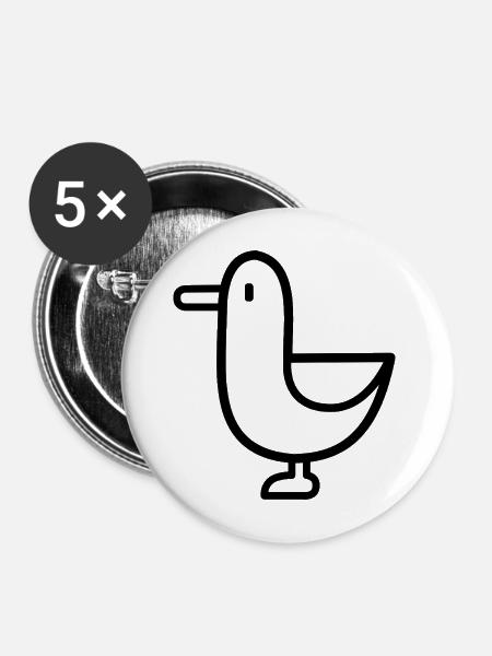Kleiner Piepmatz - Buttons mittel 32 mm (5er Pack) - Weiß