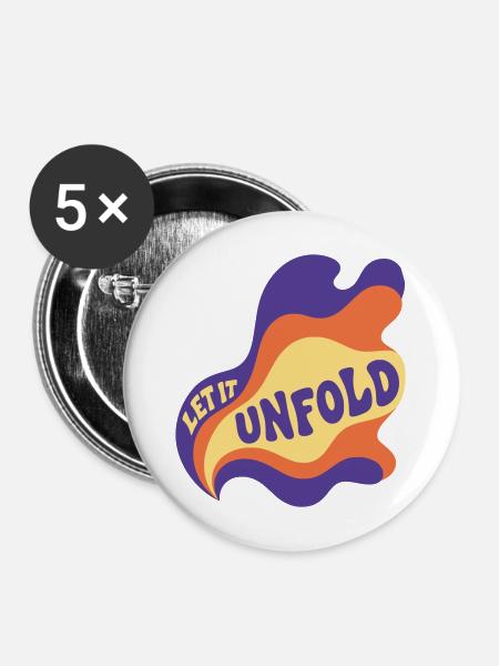 Let It Unfold Psychedelic - Buttons mittel 32 mm (5er Pack) - Weiß
