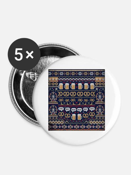 Biergarten Bayern Strickdesign - Buttons mittel 32 mm (5er Pack) - Weiß