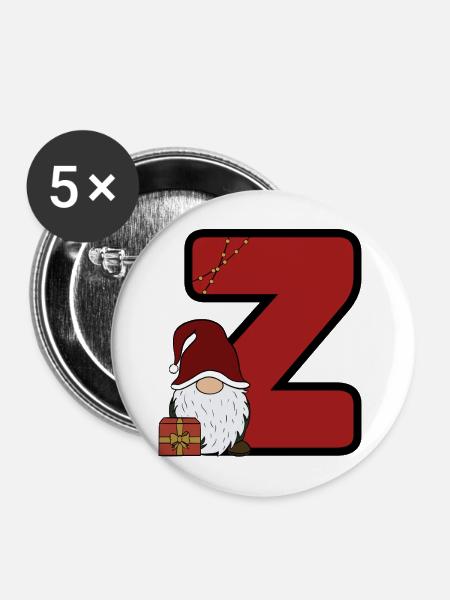 Z Weihnachtsgnom Z Design - Buttons mittel 32 mm (5er Pack) - Weiß