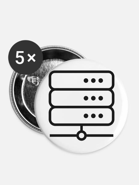 Server-Racklinien-Symbol - Buttons mittel 32 mm (5er Pack) - Weiß