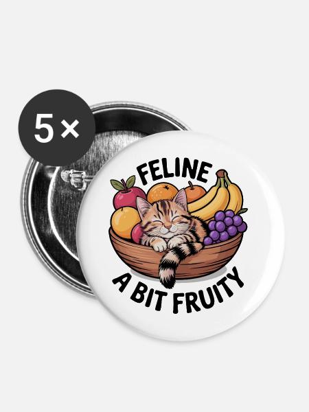 Katze ein bisschen fruchtig, niedliches Katzendesign - Buttons mittel 32 mm (5er Pack) - Weiß