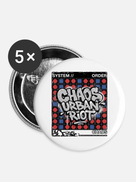 Raster Throw up Graffiti - Buttons mittel 32 mm (5er Pack) - Weiß