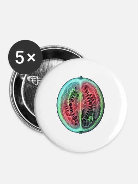 Röntgen Wassermelone - Buttons mittel 32 mm (5er Pack) - Weiß