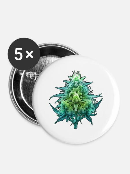 Röntgen Cannabis Blüte - Buttons mittel 32 mm (5er Pack) - Weiß