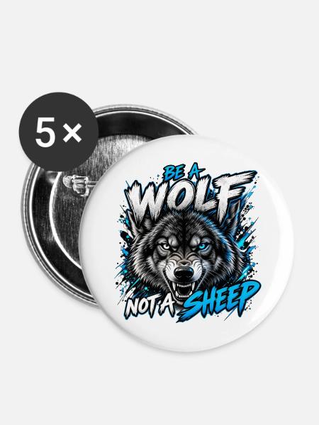 SeiWOLF - KeinSchaf - Buttons mittel 32 mm (5er Pack) - Weiß