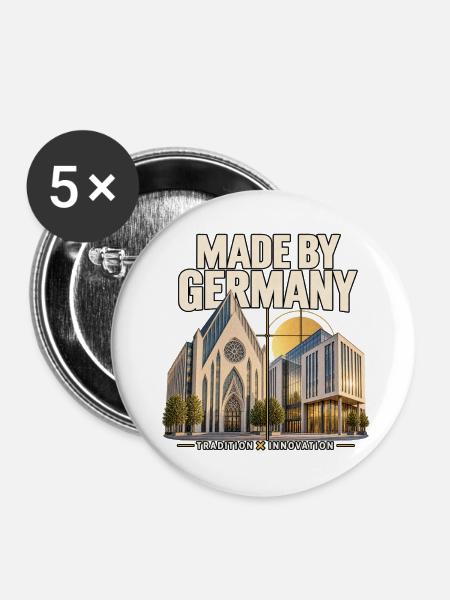 Made by Germany: Tradition trifft Innovation - Buttons mittel 32 mm (5er Pack) - Weiß