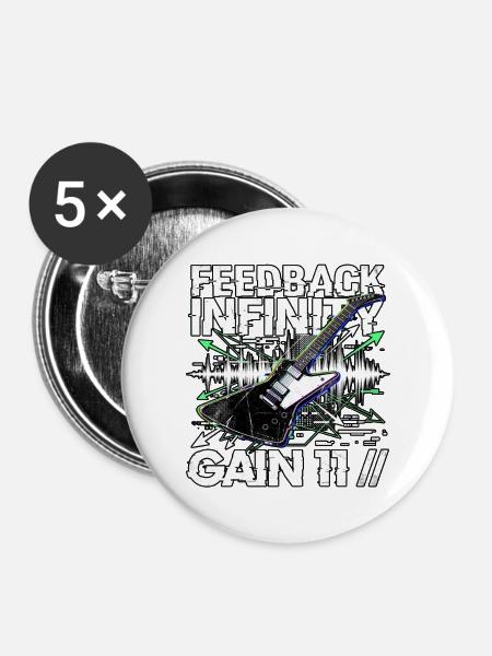 Death Metal Gitarre - Buttons mittel 32 mm (5er Pack) - Weiß