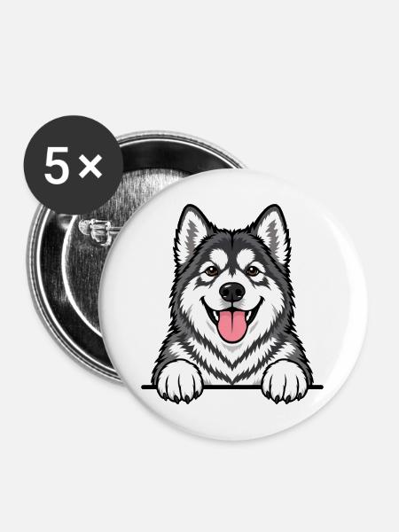 Alaskan Malamute - Buttons mittel 32 mm (5er Pack) - Weiß