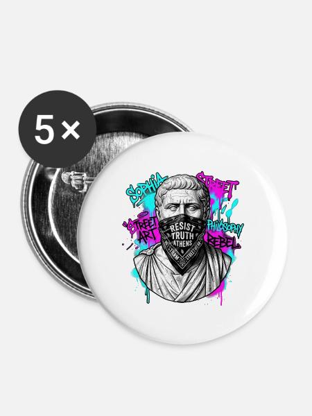 Kunst Statur Bandana - Buttons mittel 32 mm (5er Pack) - Weiß