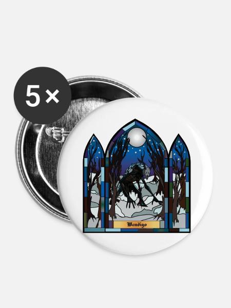 Wendigo Mondschein-Buntglas - Buttons mittel 32 mm (5er Pack) - Weiß