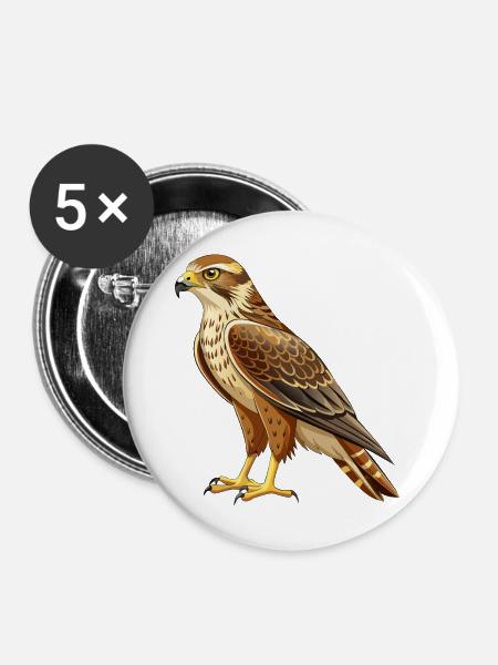 Rotschwanzbussard - Buttons mittel 32 mm (5er Pack) - Weiß