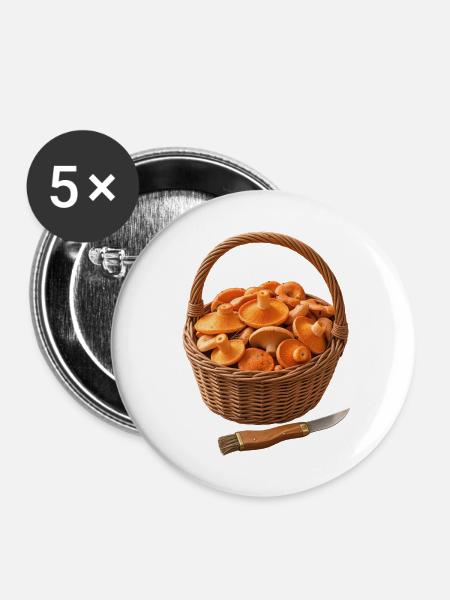 Der Pilzkorb - Buttons mittel 32 mm (5er Pack) - Weiß
