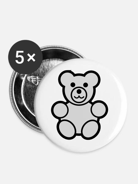 Niedlicher Teddy  - Buttons mittel 32 mm (5er Pack) - Weiß