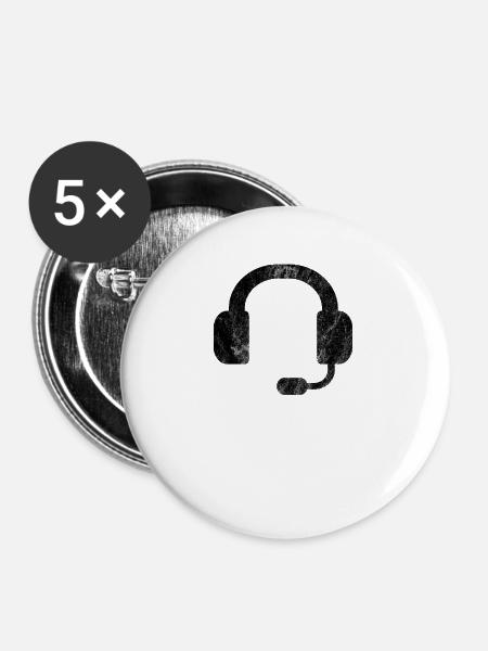 Headset / Kopfhörer / DJ / Gamer - Buttons mittel 32 mm (5er Pack) - Weiß