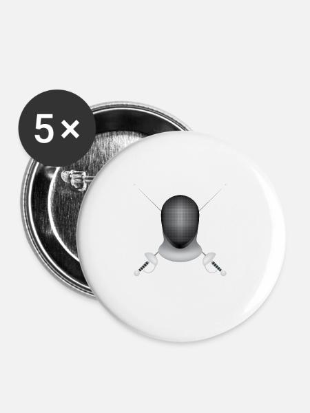 Fechten - Buttons mittel 32 mm (5er Pack) - Weiß