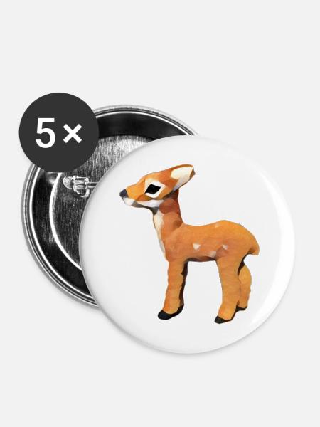 Rehkitz Design - Buttons mittel 32 mm (5er Pack) - Weiß