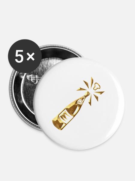 Sektflasche - Buttons mittel 32 mm (5er Pack) - Weiß
