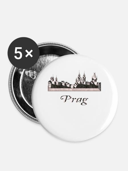 Prag - Buttons mittel 32 mm (5er Pack) - Weiß