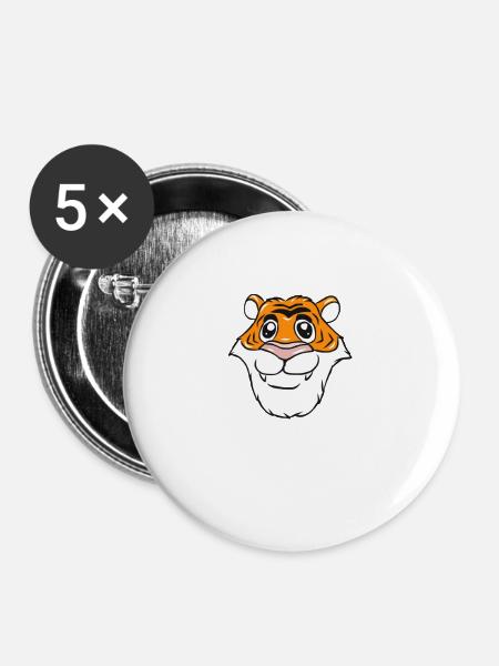 Tiger - Buttons mittel 32 mm (5er Pack) - Weiß
