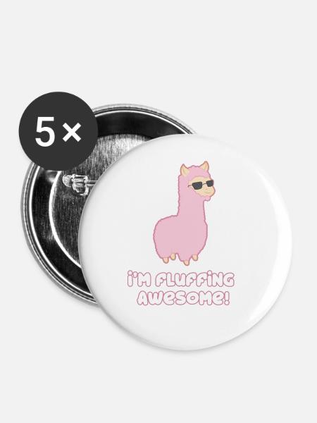 Cooles Lama - Buttons mittel 32 mm (5er Pack) - Weiß