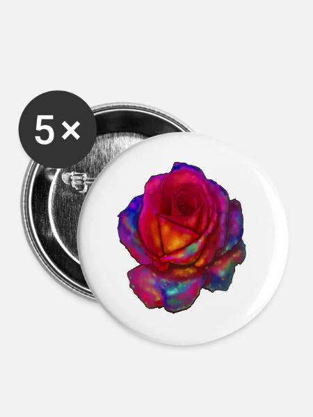 Rosa - Buttons mittel 32 mm (5er Pack) - Weiß