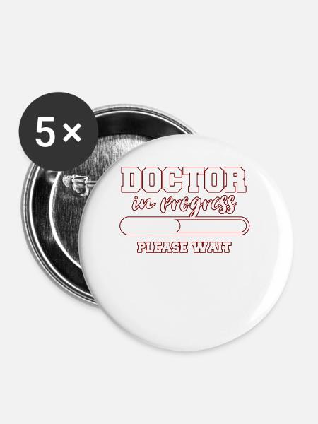 Arzt - Buttons mittel 32 mm (5er Pack) - Weiß