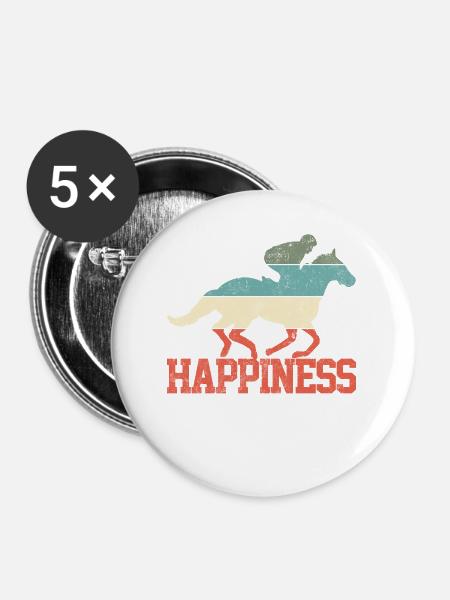 Reiter Reiten Pferd - Buttons mittel 32 mm (5er Pack) - Weiß