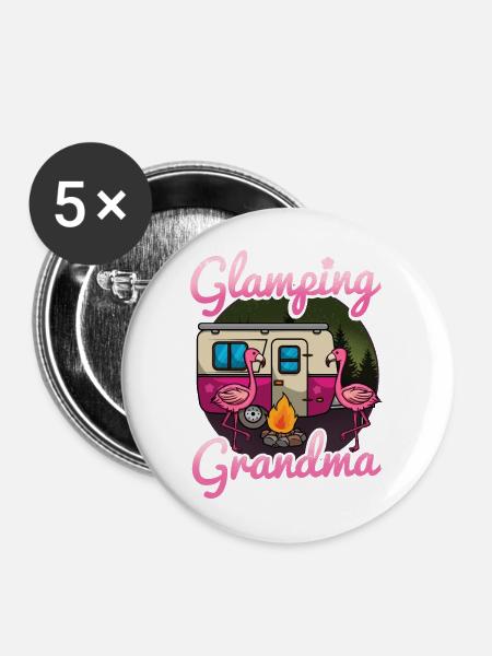 Glamping Camping - Buttons mittel 32 mm (5er Pack) - Weiß