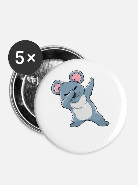 Koala Kawaii - Buttons mittel 32 mm (5er Pack) - Weiß