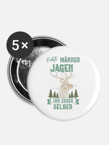 Jäger Männer - Buttons mittel 32 mm (5er Pack) - Weiß