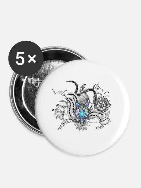 Ehrfürchtiger Wolf, lineart - Buttons mittel 32 mm (5er Pack) - Weiß