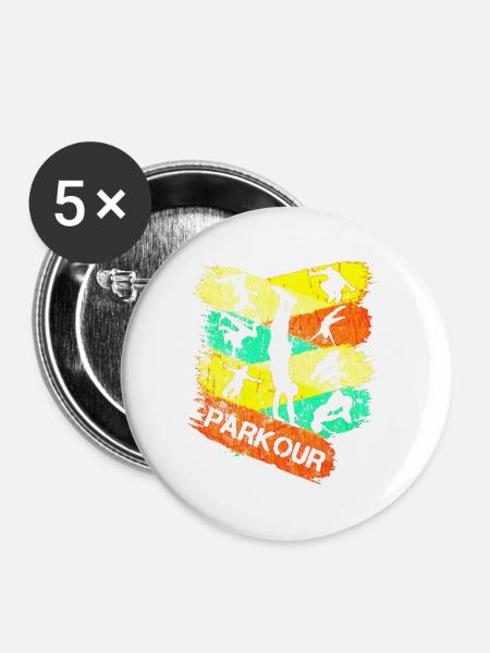 Parkour Freerunning Urban - Buttons mittel 32 mm (5er Pack) - Weiß