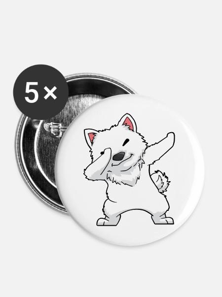 Samojede Dabbing Kawaii - Buttons mittel 32 mm (5er Pack) - Weiß