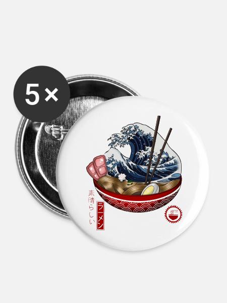 tolle Ramen - Buttons mittel 32 mm (5er Pack) - Weiß