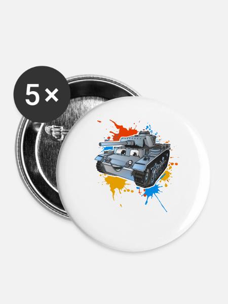 Panzer - Buttons mittel 32 mm (5er Pack) - Weiß