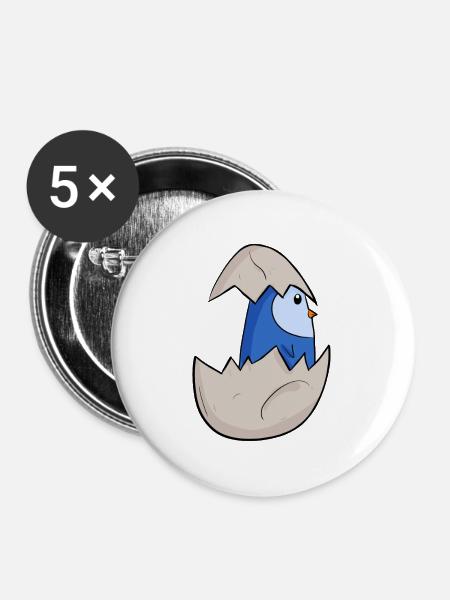 Baby Pinguin - Buttons mittel 32 mm (5er Pack) - Weiß