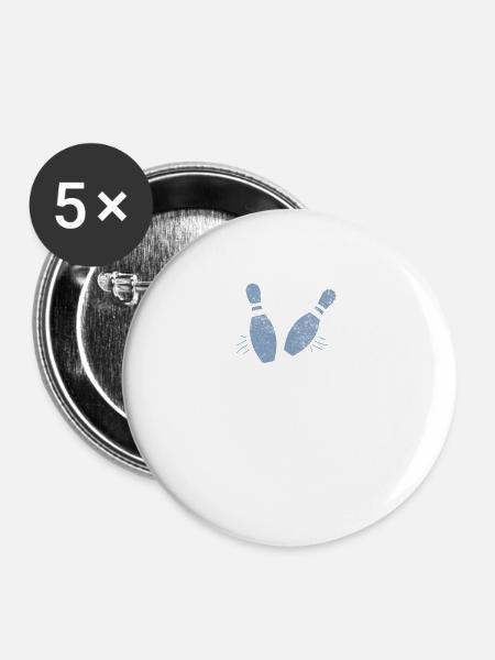 bowling pins - Buttons mittel 32 mm (5er Pack) - Weiß