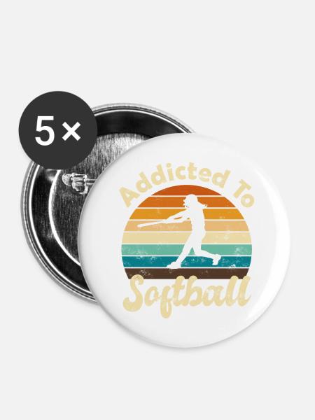 Softball - Buttons mittel 32 mm (5er Pack) - Weiß