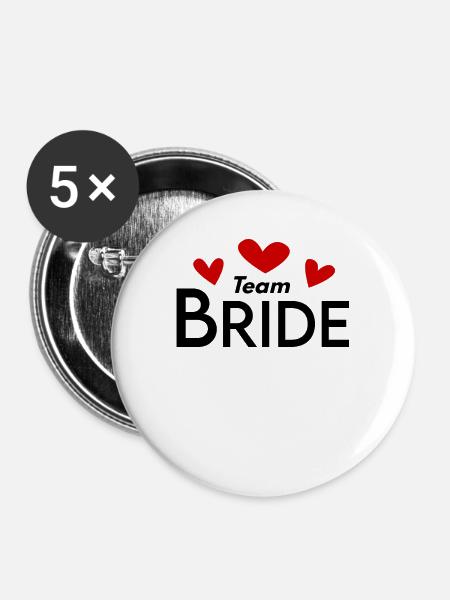 Team Braut Hochzeitsfeier - Buttons mittel 32 mm (5er Pack) - Weiß