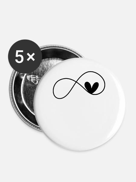 Unendlich Herz Liebe - Buttons mittel 32 mm (5er Pack) - Weiß