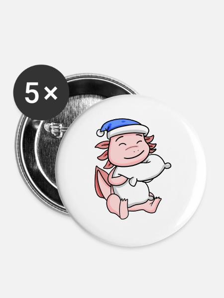 Axolotl Baby - Buttons mittel 32 mm (5er Pack) - Weiß