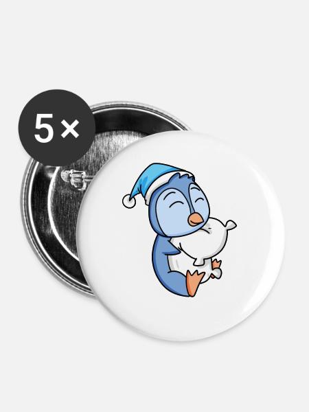 Pinguin Baby - Buttons mittel 32 mm (5er Pack) - Weiß