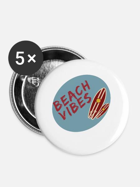 Beach Vibes - Beach Lovers - Buttons mittel 32 mm (5er Pack) - Weiß