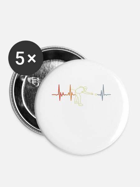 Billard Herzschlag - Buttons mittel 32 mm (5er Pack) - Weiß